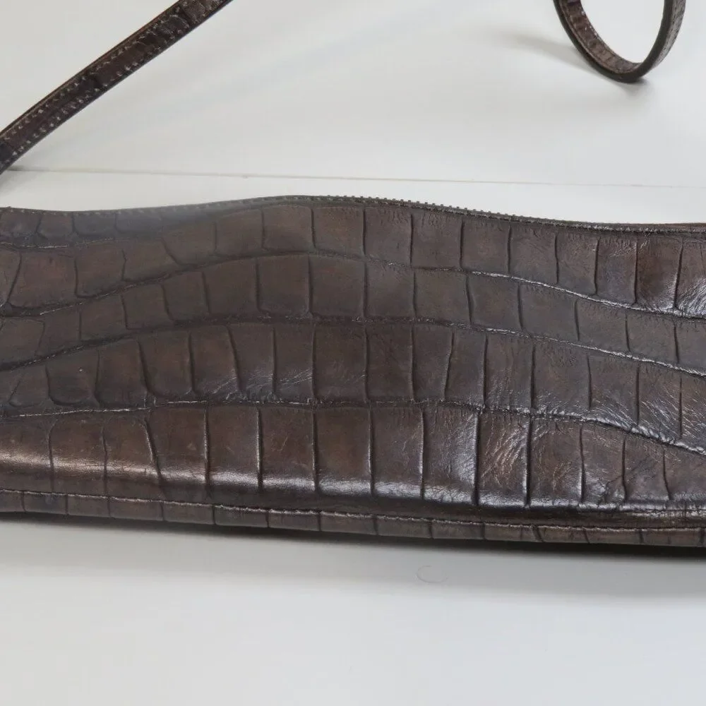 John Galliano Croc Embossed Leather Handbag